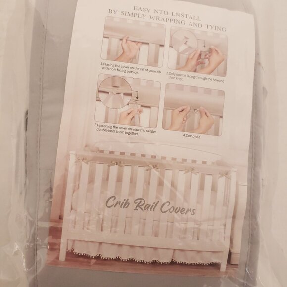 NEW Sealed Gray Baby Crib Rail Covers Protector and Teething Guard - Picture 6 of 8